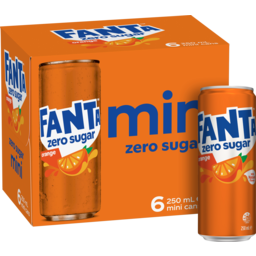 Photo of Fanta Zero/Diet/Light Fanta Orange Zero Sugar Soft Drink Multipack Cans 6x250ml