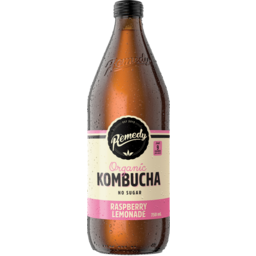 Photo of Remedy No Sugar Organic Raspberry Lemonade Kombucha Sparkling Live Cultured Drink 750ml