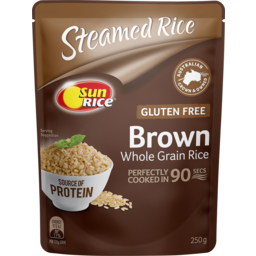 Photo of Sunrice Steamed Rice Brown Whole Grain Rice Perfectly Cooked In 90 Secs Gluten Free