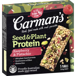 Photo of Carman's Seed & Plant Protein Bars Raspberry & Pistachio 5 Pack 150g 150g
