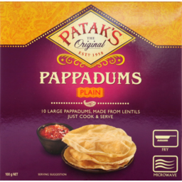 Photo of Patak's Pappadums Plain 100g