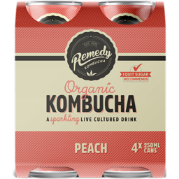 Photo of Remedy - Kombucha Peach 250ml 4 Pack