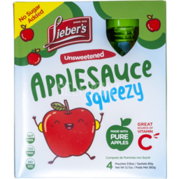 Photo of Liebers Apple Sauce Squeezy 4pk