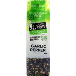 Photo of Mrs Rogers Naturals Grinder Refill Garlic Pepper 49g