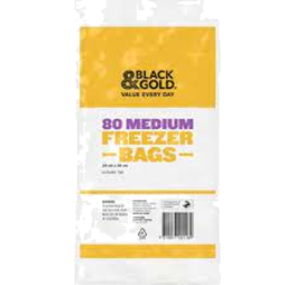 Photo of Black & Gold Freezer Bags Medium 80pk