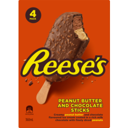 Photo of Reeses Peanut Butter And Chocolate Ice Cream Sticks 4 Pack 360ml