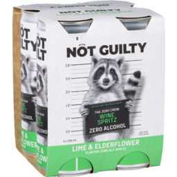Photo of No Guilty Not Guilty The Zero Crew Zero Alcohol Wine Spritz Lime & Elderflower Flavour 4 Pack X 250ml 250ml