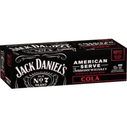 Photo of Jack Daniel's Old No. 7 Tennessee Whiskey American Serve & Cola 10 Pack 250ml