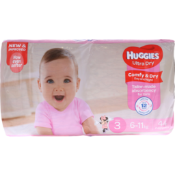 Photo of Huggies Ultra Dry Nappies Girls Size 3 (6-11kg) 44 Pack 