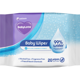 Photo of Babylove 99% Water Baby Wipes 20 Pack