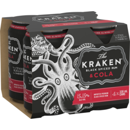 Photo of Kraken Spiced Rum & Cola Can 4x330ml