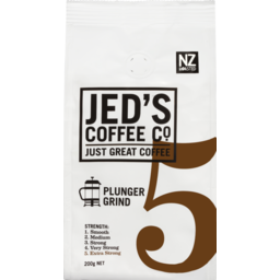 Photo of Jed's #5 Extra Strong Plunger Grind Coffee 200g