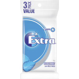 Photo of Extra Peppermint Chewing Gum Sugar Free Multipack 3 X 14 Piece 81g