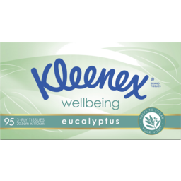 Photo of Kleenex Wellbeing Eucalyptus 3 Ply Facial Tissues 95 Pack