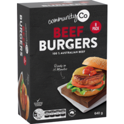 Photo of Community Co. Frozen Beef Burgers 8 Pack 640g