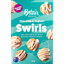 Photo of Belair Gluten Free Choc Chip & Yoghurt Swirl Bicuits 120g