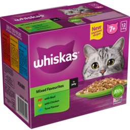 Photo of Whiskas Cat Food Pouches 7+ Wet With Mixed Favourites In Jelly 12x85gm