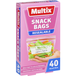 Photo of Resealable Bags, Multix Ziplock Snack 16cm x 10cm 40-pack