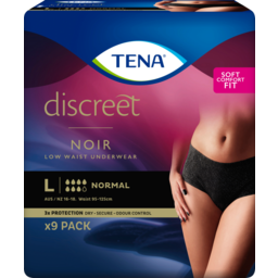 Photo of Tena Discreet Women's Lingerie Waist Underwear Black Large (L) 9 Pack