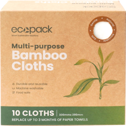 Photo of Ecopack Multi-Purpose Bamboo Cloths 300mm x 290mm 10 Pack