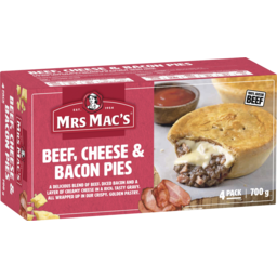 Photo of Mrs Macs Pie Beef/Cheese/Bacon 4pk 700g