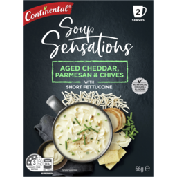 Photo of Continental Soup Sensations Aged Cheddar, Parmesan & Chives With Short Fettuccine 66 Gr 2 Serves 