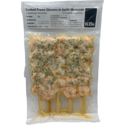 Photo of Kb's Cooked Prawn Skewers Garlic 5 Pack 250g
