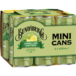 Photo of Bundaberg Lemon, Lime & Bitters Mini Cans 6x200ml