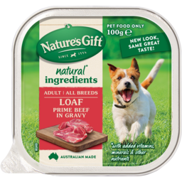 Photo of Natures Gift Natural Prime Beef In Gravy Loaft Style Dog Food Tray