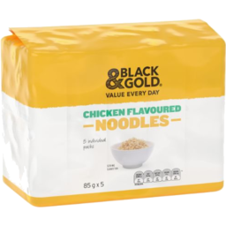 Photo of Black & Gold Chicken Flavoured Noodles 5x85gm