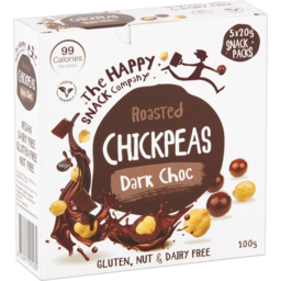 Photo of The Happy Snack Company Roasted Chickpeas Dark Choc 5 Pack 100g