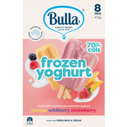 Photo of Bulla Strawberry Mango Wildberry Frozen Yoghurt 8 Pack 472g