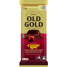 Photo of Cadbury Old Gold Cherry Ripe Dark Chocolate Block