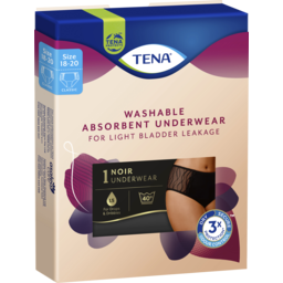 Photo of Tena Women's Washable Absorbent Underwear Classic Black Size 18-20 (Xl) 1 Pack 20pk