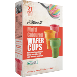 Photo of Altimate Multi Coloured Wafer Ice Cream Cup Cones 21 Pack 75g