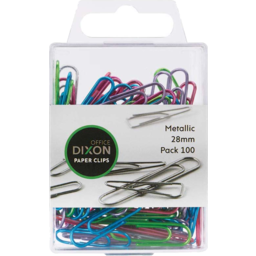 Photo of Dixon Metallic Coloured Paper Clips 28mm 100 Pack