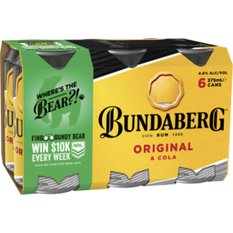 Photo of Bundaberg Original Rum & Cola 6 Pack 375ml