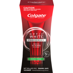 Photo of Colgate Optic White Pro Series Vividly Fresh Teeth Whitening Toothpaste, 80g, Enamel Safe, With 5% Hydrogen Peroxide 80g