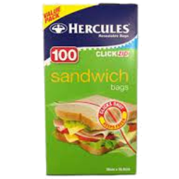 Photo of Hercules Click Zip Sandwich Bags 100 Pak