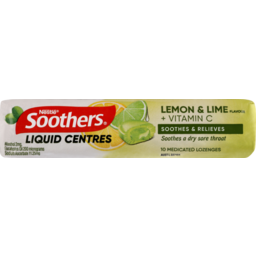 Photo of Soothers Lemon & Lime Liquid Centre Sore Throat Lozenges + Vitamin C 10 Pack