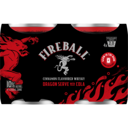 Photo of Fireball & Cola Dragon Serve 10% Abv 4x250ml 250ml