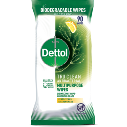 Photo of Dettol Tru Clean Antibacterial Multipurpose Cleaning Wipes Zesty Citrus And Lemongrass 90pk