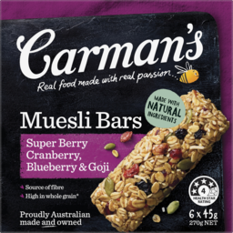 Photo of Carmans Super Berry Cranberry Blueberry & Goji Muesli Bars 6 Pack
