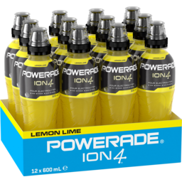 Photo of Powerade Ion4 Lemon Lime Sports Drink Sipper Cap Bottles 12 X 600ml