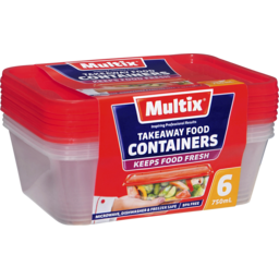 Photo of Multix Take Away Food Containers 750ml 6pk