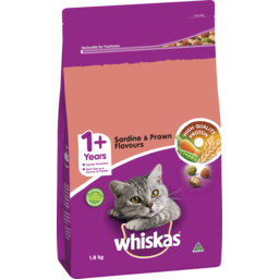 Photo of Whiskas 1+ Years Adult Dry Cat Food Sardine & Prawn Flavour 1.8kg Bag 1.8kg