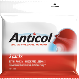 Photo of Anticol Sore Throat Lozenges + Vitamin C 3x10 Pack