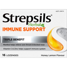Photo of Strepsils Herbal Immune Support Honey Lemon Flavour Lozenges 16 Pack