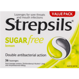 Photo of Strepsils Sugar Free Double Antibacterial Action Lemon Lozenges 36 Pack