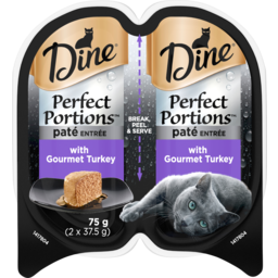 Photo of Dine Perfect Portions Wet Cat Food Paté Entrée With Gourmet Turkey 75g (2x37.5g) Trays 